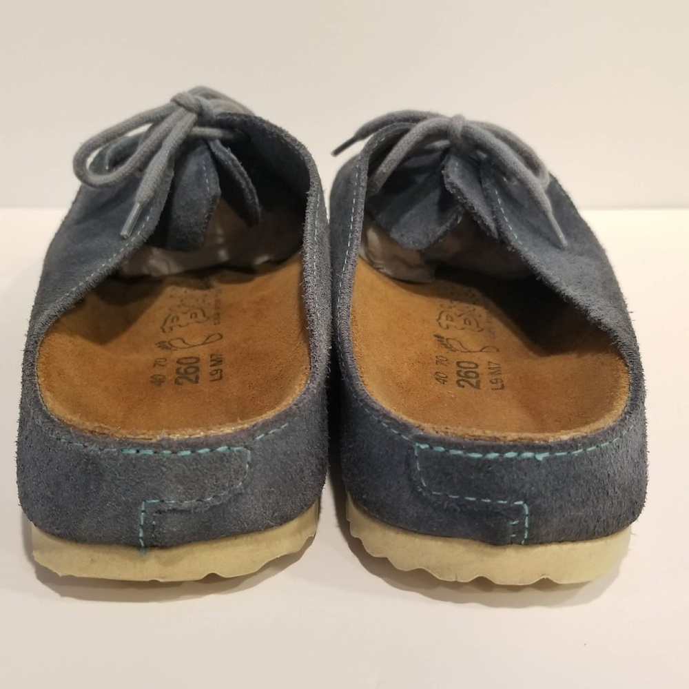 Birkenstock Birki's Mules Shoes Womens Size 9 Blue Suede Slip On Clog Lace Up - Picture 3 of 12